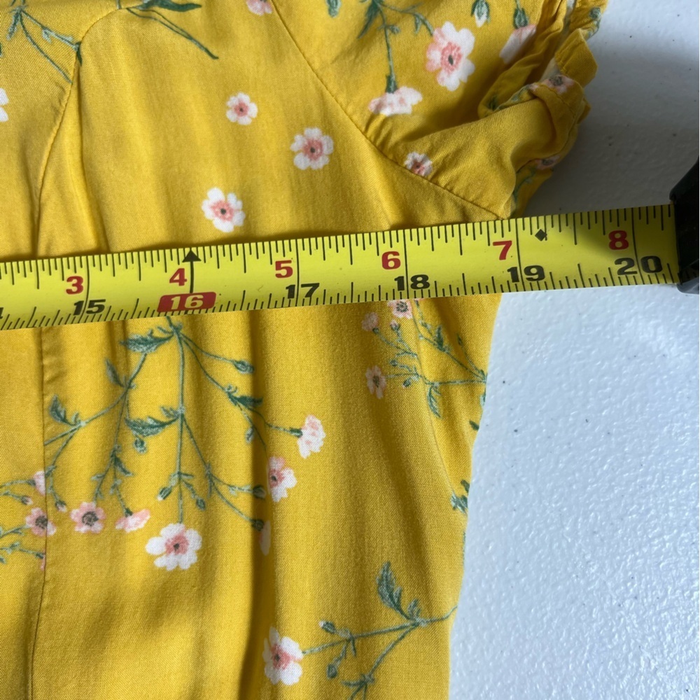 Old‎ navy yellow floral dress summer beach spring dress 100% Viscose L - Picture 5 of 7